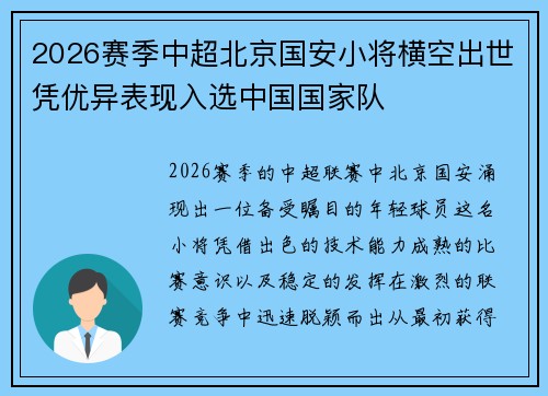 2026赛季中超北京国安小将横空出世凭优异表现入选中国国家队